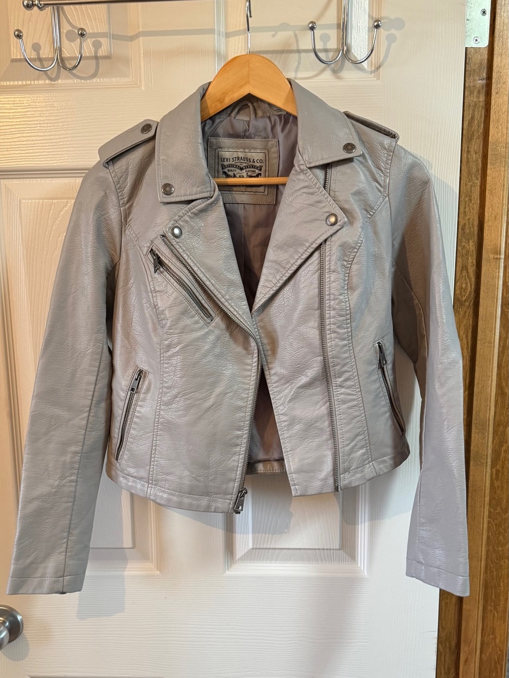 Levi's Light Gray Women's Leather Moto Jacket